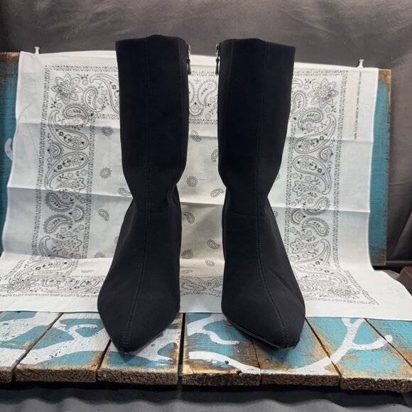 DONALD J. PLINER Black Leather & Textile Detail Mid-Calf/Ankle Boots Womans 8.5M - Picture 4 of 12